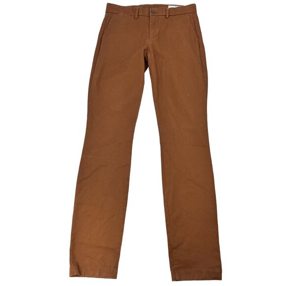 Gap Men’s Flat Front Skinny Khaki Pants Brown Size 30x34 Stretch - Picture 1 of 9